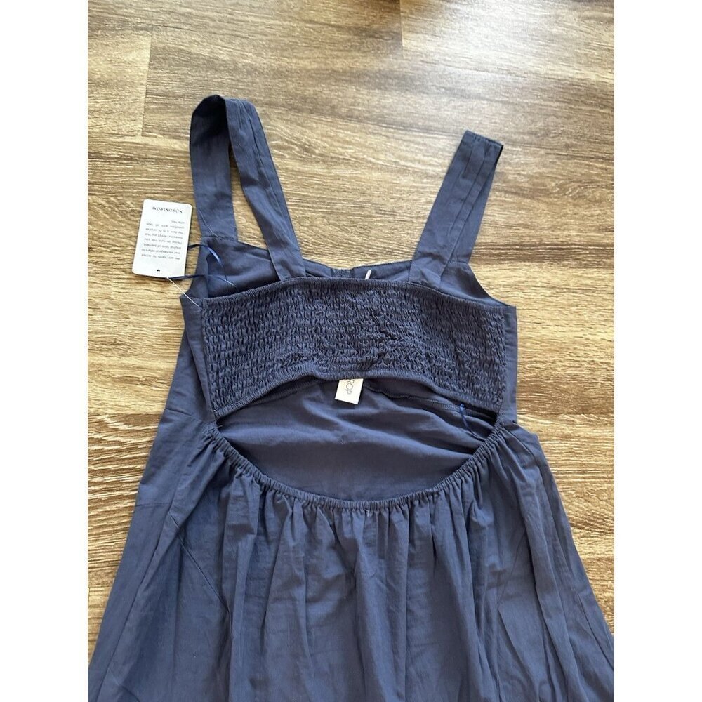 STITCHDROP NWT Bae Shore Sleeveless Midi Dress Blue Open Back Size Medium - Picture 9 of 9